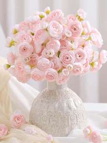 12 piezas de flores artificiales de ranúnculo, rosas falsas, ranúnculos pequeños de seda, flores artificiales a granel para ramos de boda, decoración de mesa, fiesta nupcial, Día de San Valentín, decoración del Día de la Madre - Multicolor - Ver 4