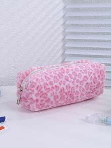 1 hộp đựng bút lông in họa tiết da báo phong cách Y2K sang trọng, túi đựng văn phòng phẩm mềm mại, dung tích lớn, túi đựng đồ trang điểm chất lượng cao dành cho học sinh. - Hộp đựng bút in họa tiết da báo - Xem 4