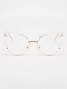 European & American Cat Eye Eyeglasses Frame, New Fashionable Flat Light Glasses For Women, Street Snap Style Glasses Accessories For Women Valentine's Day - 黑色 - 查看 3