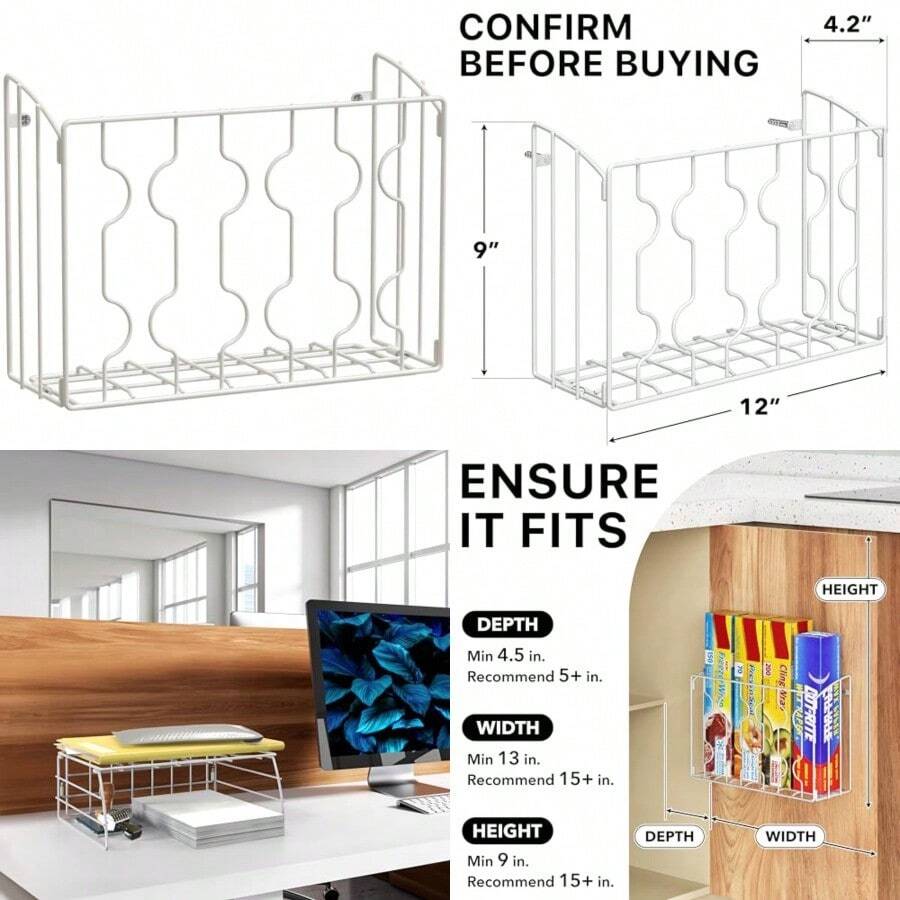 Wall Mount Wrap Rack - SimpleHouseware Wall/ Door Mount Kitchen Wrap Storage Organiser White - Blanco - Ver 1