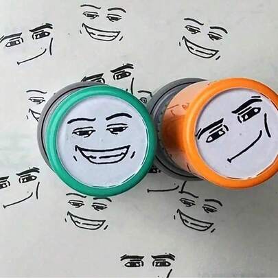 1pc Randomly Colored Expression Stamp Shell - Cute And Fun Black Ink Stamp - Amusing Expression Stamp - Suitable For Everyday Office Use, Label And Indicator Stamp Funny Gifts Christmas Gifts,Katseye,Funny Gifts(Ink-Free)