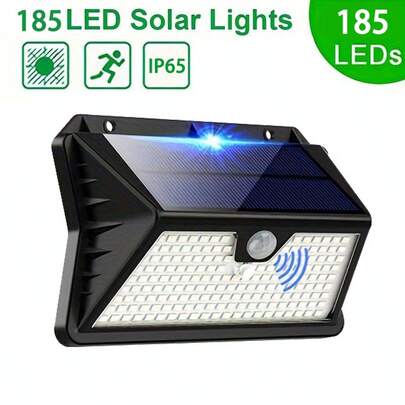 Solar-Powered Outdoor Sports Sensor Integrated Wall Lamp, With 3 Lighting Modes, Featuring A 185 LED White Light Wall Lamp, IP65 Rating, Freely Adjustable Layout Without Position Restrictions, Long-Lasting Battery Life, From Dusk To Dawn, Easy To Install In Gardens, Corridors, Swimming Pools, For Safety Lighting And Various Festival Party Scene Decoration Lighting.