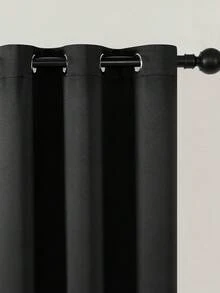 1件/2件裝 遮光窗簾，隔熱不透光窗簾附孔眼，防紫外線，適合臥室客廳居家裝飾，加厚遮光窗簾－重磅遮光窗簾附孔眼，適合臥室客廳，隱私控溫窗簾，客廳窗簾 - 黑色 - 查看 8