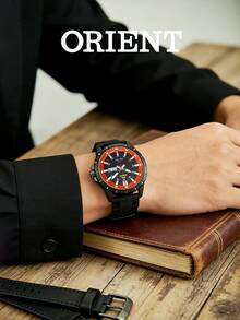 Orient 男士原裝黑色時尚大錶盤豪華運動石英腕錶，礦物水晶鏡面不鏽鋼錶帶，適合多場合日常佩戴 - 黑色 - 查看 1