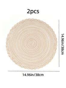 圆桌餐垫套装 2/4/6/8 - 编织耐热防滑厨房餐桌垫 15 英寸，可洗，易于清洁，非常适合晚餐、烧烤、室内和室外使用（奶油色） - 米色 - 查看 11