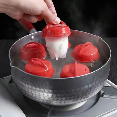 6pcs Non-Stick Silicone Egg Cooker - Easy Boil And Steam Kitchen Tool For Perfect Egg Cooking