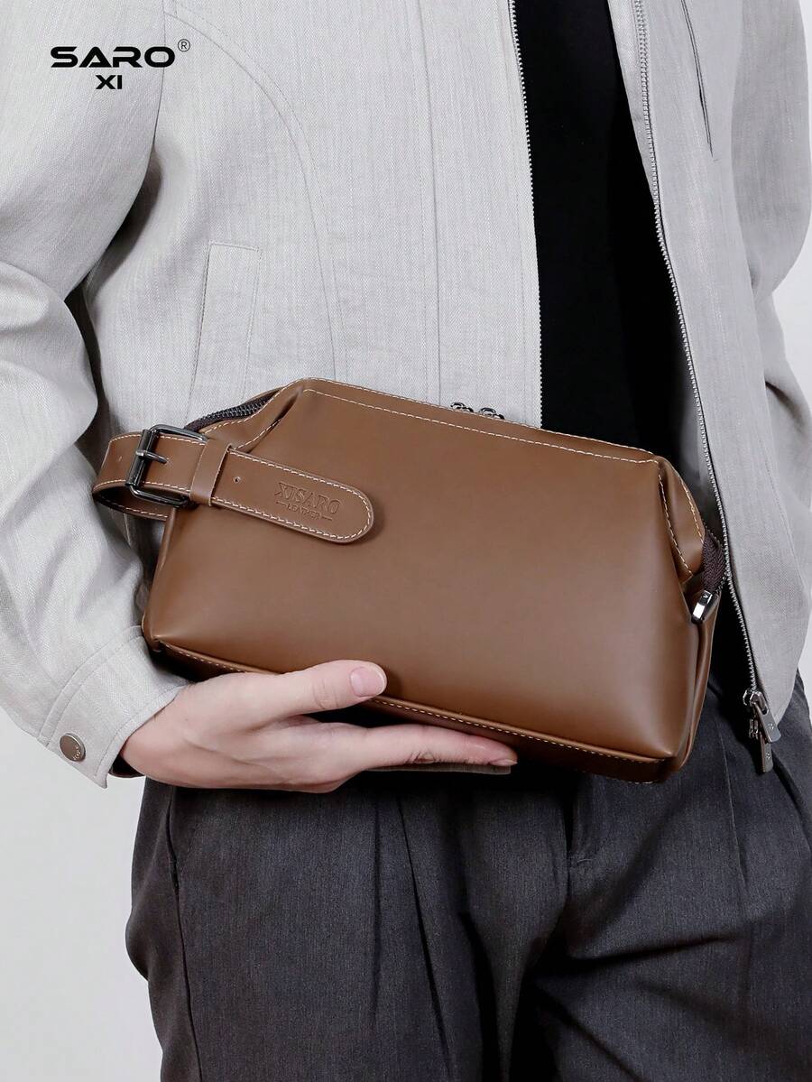 saroxi Bolso de mano grande y con capacidad para hombres, de estilo casual y elegante para viajes al aire libre. Bolso de muñeca portátil y de alta gama, adecuado para el trabajo, el transporte y como regalo para hombres jóvenes y estudiantes.