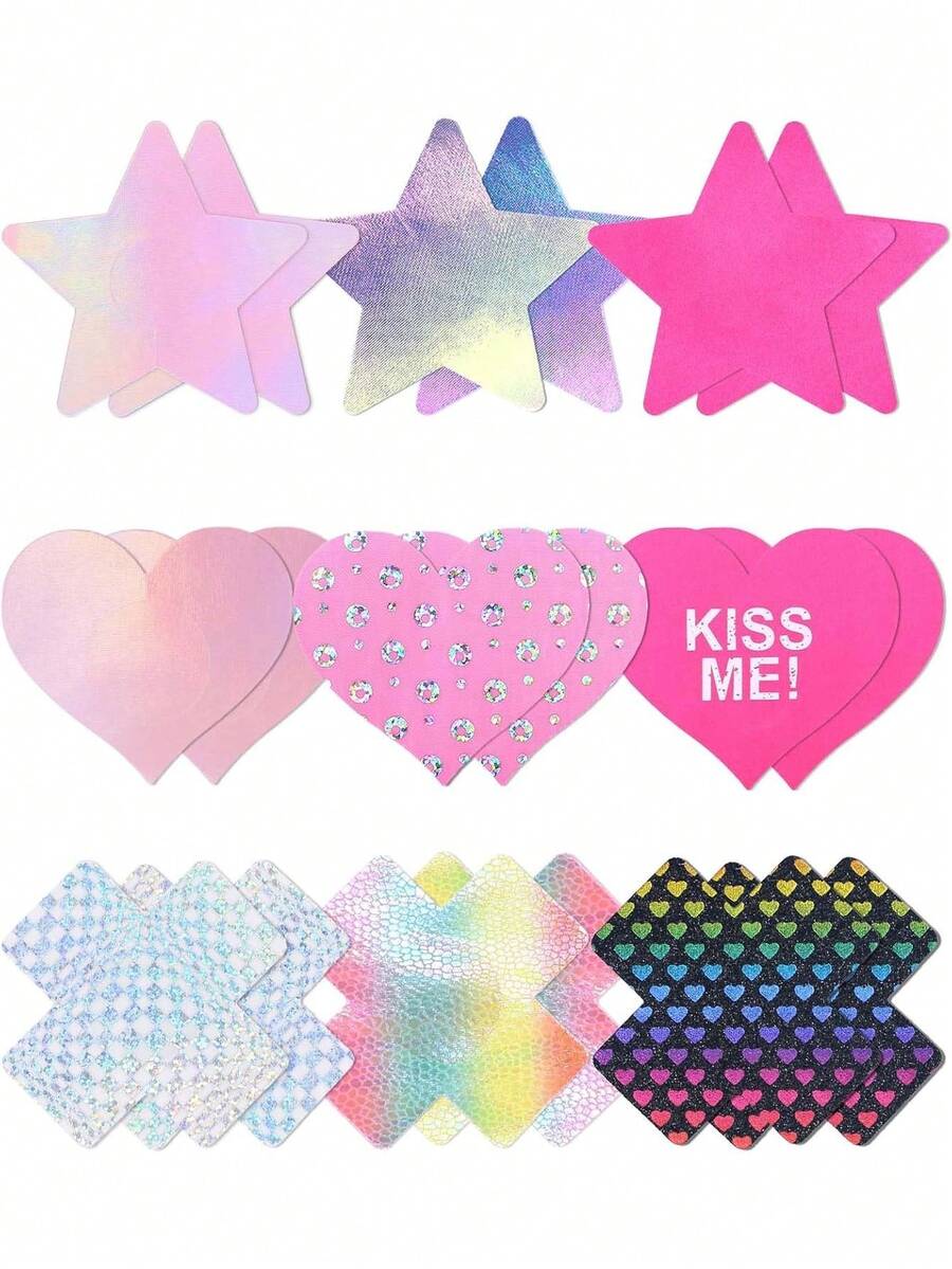 Rave Nipple Pasties Lingerie Accessories For Women Bra Boob Stickers Multicolored Nipple Covers,44987507 - 粉色 - 查看 1