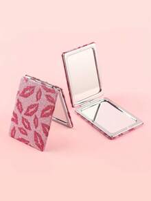 2 pezzi Specchio compatto con stampa leopardata, specchio per il trucco portatile e antiurto, specchio pieghevole a doppia faccia per studenti e uso domestico - Multicolore - Visualizzare 2