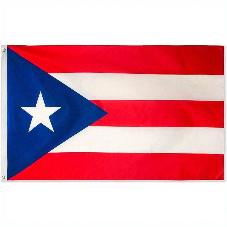 Puerto Rico National Flag - Durable Polyester, Light Blue & Black, 3x5ft - Perfect For Outdoor Display,Single Sided Print Polyester Flag With Rustproof Grommets - Decorative Flag - View 1