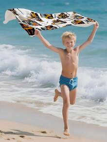 Personalized Children's Beach Towel, Perfect Summer Birthday Gift, Suitable For Various Summer Occasions. Customizable Beach Towel And Accessories, Applicable For Beach, Swimming Pool, Travel, Camping, Yoga And Other Scenarios. - Multicolor - View 6
