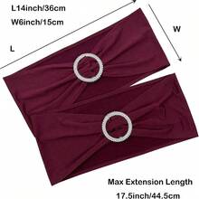 10pcs Elastic Chair Bows With Round Buckle Sliders, Spandex Chair Sashes For Graduation, Dance, Wedding, Party Decoration - Burgundy - View 5
