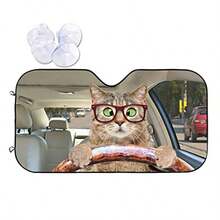 ZFun Cute Cat Driving Car Front Windshield Sun ShadeAuto Sunshade For Car Truck SUV - Blocks Uv Rays Sun Visor Protector 51" X 27.5"Inch Upgrade Hardened1 - 樣式 6 - 查看 7
