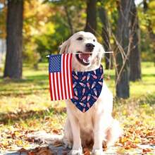 2pcs 24.8"X11" Independence Day Dog Bandana, Patriotic Pet Decor, Adjustable 4th Of July Holiday Party Bandana, American Flag Scarf, Suitable For Cat & Dog Birthday Outfit - Multicolor - View 4