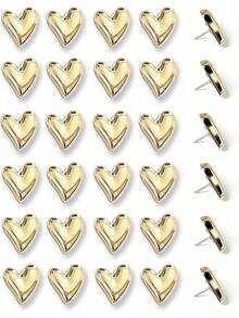 15pcs Heart-Shaped Decorative Push Pins (With Storage Box), Cute Gold Pins, Suitable For Bulletin Boards, Office Or Home Decor (Gold) - Sets - View 7