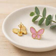 Crafted With Powder Atomization Technology, The Butterfly-Shaped Earrings Add A Sweet And Charming Touch, Perfect For Spring Outfits. This Minimalist And Elegant Accessory Is The Finishing Touch For Your Wardrobe, Suitable For Any Formal Occasion. - Butterfly - View 4