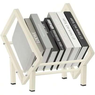 PATIKIL Estantería de mesa de 30 cm, estantería de escritorio pequeña, estantería de libros de acero inoxidable, organizador de almacenamiento de libros para escritorio, libros, discos de vinilo, revistas, color negro