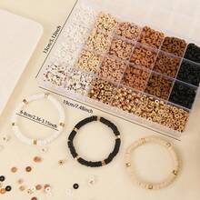 2000颗波西米亚风聚合物粘土珠套装，24种设计，含字母隔珠，适合DIY手链和首饰制作 - 时尚手工套装，波西米亚风格，首饰制作工具包 - 彩色 - 查看 2