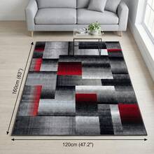 1pc Modern Nordic Geometric Pattern Washable Non-Slip Faux Wool Carpet, Suitable For Living Room & Bedroom - Multicolor - View 12