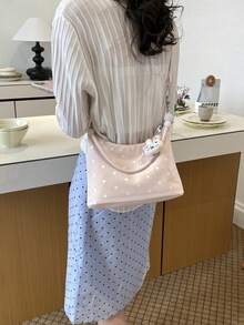 2026 New Summer Polka Dot Fashion Shoulder Bag, Soft Large Capacity Commute/School Tote Bag For Women - Pink - View 10