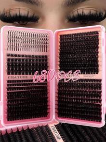 CMAYOME 680pcs D-Shaped Synthetic False Eyelashes, Including Various Density Long Lash Clusters, Soft Lash Bundles, And Mixed Lengths Of 8-16mm. Suitable For Lightweight, Waterproof And Sweat-Proof Single Cluster 3D Effect False Lashes To Create Natural And Dramatic Daily Makeup Looks - Multicolor - View 6
