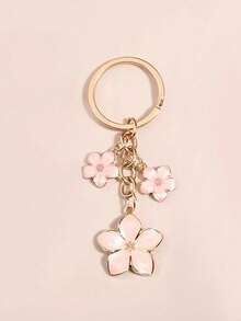 Sakura Keychain, Minimalist Sakura Phone Charm Decor, Suitable For Women/Girls, Valentine's Day, Car Accessories, Bag Pendant, Cute Gothic/Y2K Style - Pink - View 1