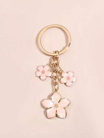 Cherry Blossom Keychain Simple Sakura Floral Mobile Phone Pendant Decoration Accessories For Women, Girls Valentine's Day Valentines Car Accessories Bag Charm School Cute Goth Y2k