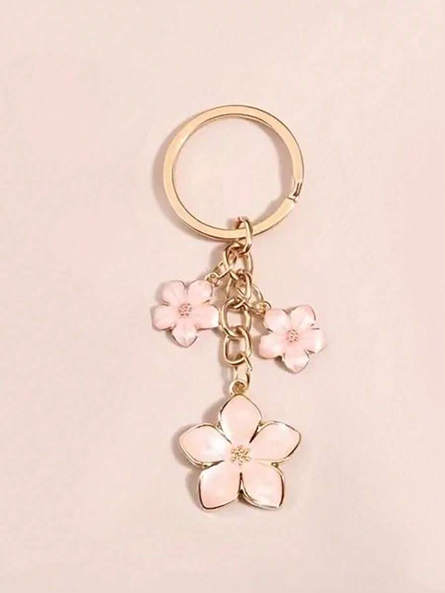 Sakura Keychain, Minimalist Sakura Phone Charm Decor, Suitable For Women/Girls, Valentine's Day, Car Accessories, Bag Pendant, Cute Gothic/Y2K Style - Pink - View 1