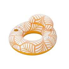 Bestway - Anillo de natación de Terciopelo Flotador Inflable para Piscina de 46 Pulgadas con reposacabezas y Soporte para Tazas Comodidad de Lujo - Naranja - Ver 2
