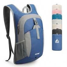 - Mochila pequeña de 12 l plegable y ligera para excursionismo camping viajes y escalada - Azul  Gris - Ver 2