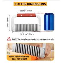Máy cắt khoai tây chiên lượn sóng bằng thép không gỉ, máy thái khoai tây chiên cán gỗ, dụng cụ cắt rau củ lượn sóng. - Nhiều màu - Xem 4