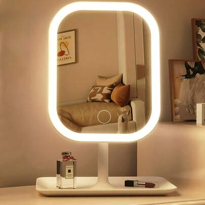 Gương trang điểm LED có đèn, gương trang điểm với 3 chế độ chiếu sáng, điều khiển cảm ứng, chân đế di động và gương gấp gọn tiện lợi, pin sạc, món quà Giáng sinh lý tưởng cho phái nữ, phù hợp sử dụng tại nhà/phòng ngủ/khi đi du lịch, hoàn hảo cho những người yêu thích làm đẹp, thiết kế tinh gọn, gương trang điểm chuyên nghiệp.