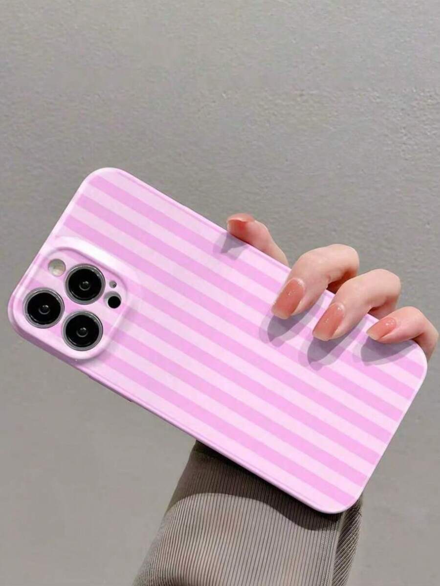 1pc Compatible With Iphone17ProMax Phone Case,Minimalist Striped Pattern Perforated Shiny Phone Hard Case Compatible With IPhone 11/12/13/14/15/16 Pro Max Waterproof Shockproof Anti-Fall Scratch Resistant - Multicolor - View 1