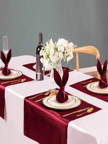 6 piezas/12 piezas Servilletas de satén color vino tinto, decoración para fiestas y bodas, manteles de seda, individuales, decoración para hoteles, banquetes y cumpleaños - Burdeos - Ver 9