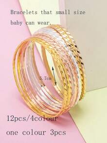 12pcs Luxury Minimalist Parent-Child Bracelet, Stacking Thin Bangle - Multicolor - View 20