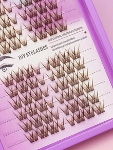 Brown Cluster Eyelashes,96 Clusters Reusable Natural Wispy Individual Lash Extensions, Lightweight Curl DIY False Lashes For Daily Makeup, Natural Look, Cosplay, Beginner Friendly Eye Beauty Enhancement - C - View 4