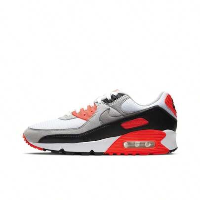  Nike Air Max 90 Retro Sport Comfort Shoes, Featuring Suede Fabric And Synthetic Leather For Shock Absorption, Durability, And Supportive Fit. Low-Top, Air Cushioned, Casual Running Shoes, Unisex, Infrared.