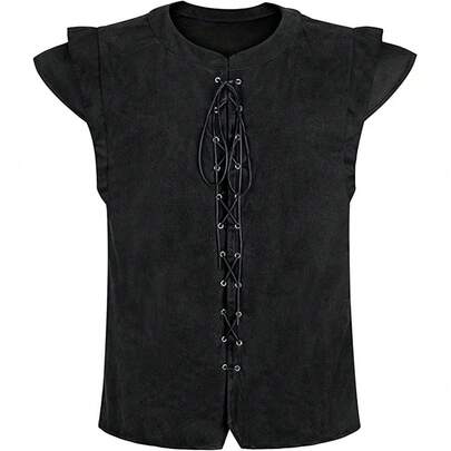 2026 Renaissance Suede Vest For Halloween, Cosplay Costume, Role-Playing Vest, Stage Outfit
