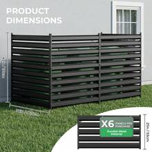 WHIFFEE 3 Panels Privacy Screen Outdoor No Dig Metal Garden Fence For Air Conditioner Fencing Outdoor Divider Patio Privacy Fence Panel 42" H X 38" W Black - Black - View 3
