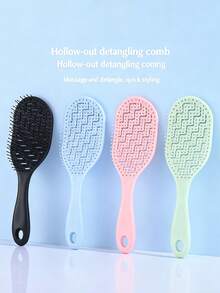 1把空心梳 儿童软齿按摩头皮弹性梳 磨砂空心梳 打结顺滑发梳 - 彩色 - 查看 2