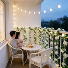 4/2pcs White Rose Eucalyptus Artificial Hanging Garland, With Roses And Leaves - Plastic Fake Flower Wreath, Suitable For Wedding, Mother's Day, Spring Indoor/Outdoor Decor, DIY Wedding Arch Decoration - Multicolor - View 9