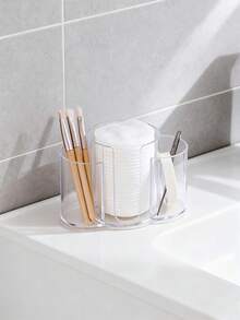 3-In-1 Q-Tip Holder For Bathroom – Premium Vanity Organizer Canister With Dustproof Lid For Swabs, Balls And Pads, Countertop Storage Container - Multicolor - View 2