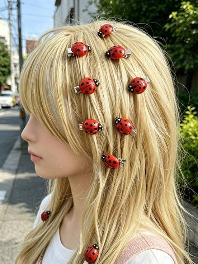 Ladybug Hair Clips, Red Hair Clips, Animal Shaped Hair Clips, Suitable For Girls And Women, Girls Hair Accessories, Insect Hair Clips, Back To School Hair Accessories, Hair Decorations, Head Accessories, Hairpin