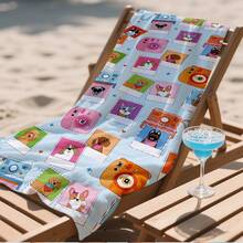 1 chiếc khăn tắm biển cỡ lớn bằng sợi microfiber, nhanh khô, họa tiết chó hoạt hình và máy ảnh, thấm hút tốt, chống cát, thích hợp cho bãi biển/du lịch/bơi lội/yoga, quà tặng thiết yếu cho kỳ nghỉ biển (in một mặt) - Nhiều màu - Xem 5