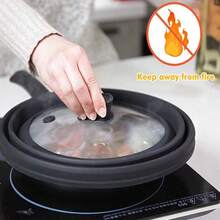 Microwave Splatter Cover Glass Cover Guard Lid With Collapsible Silicone For Food Pot Plate Cover 9inch/10.8 Inch/11.8inch,Black/Grey/Red/Blue - Multicolor - View 5