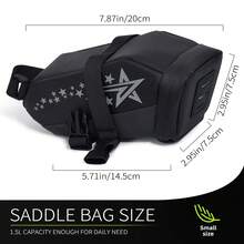 26 Styles Bicycle Saddle Bag, 1.5L Reflective Bicycle Saddle Bag Seat Bag, Tie-Down Bicycle Wedge Bike Seat Pack Bag, Black - Black - View 7