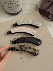 1个简约百搭醋酸纤维豹纹香蕉发夹，2026新款优雅高马尾爪夹（女士款） - 彩色 - 查看 6