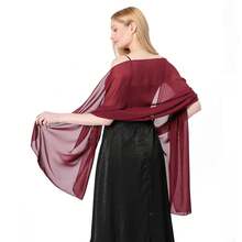 Color Chiffon Shawls Evening Dresses Women Wedding Evening Party Capes Scarves Summer Beach Towel Sunscreen Shawl - 粉色 - 查看 10