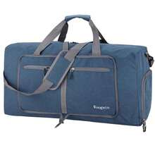 woogwin - Bolsa de viaje grande plegable impermeable para la noche para playa natación piscina deportes gimnasio Bolsas de lona grandes - 60L Nieve Azul Oscuro - Ver 7