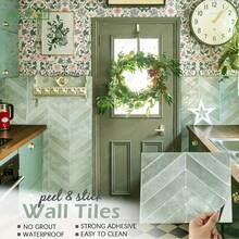 【2026新款墙贴】自粘加厚水晶片后挡泥板贴纸 - 10片装，30cm x 30cm，撕贴式陶瓷后挡泥板贴纸，适用于家居墙面装饰，客厅、卧室、厨房墙面壁纸墙贴 - 10pcs - 查看 1